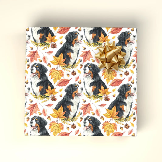 Bernese Mountain Dog Fall Wrapping Paper — wrapped gift presentation