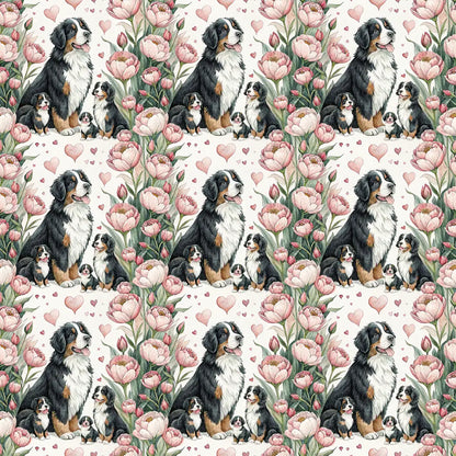 Bernese Mountain Dog Floral Wrapping Paper — repeating pattern tile