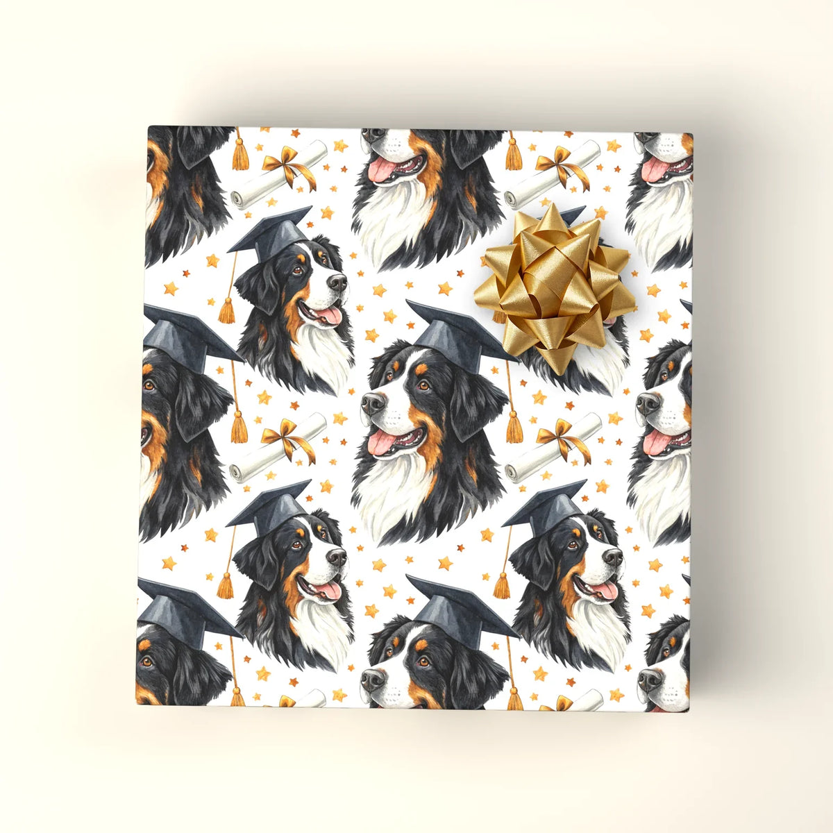 Bernese Mountain Dog Graduation Wrapping Paper — wrapped gift presentation