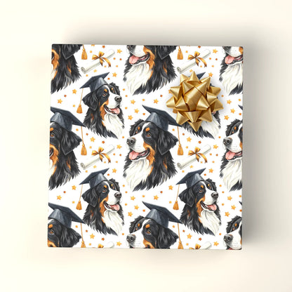Bernese Mountain Dog Graduation Wrapping Paper — wrapped gift presentation