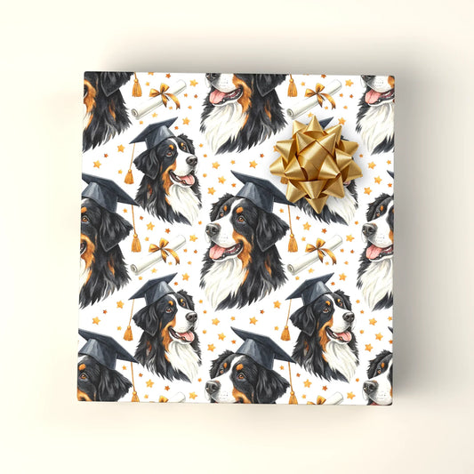 Bernese Mountain Dog Graduation Wrapping Paper — wrapped gift presentation