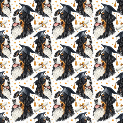 Bernese Mountain Dog Graduation Wrapping Paper — repeating pattern tile