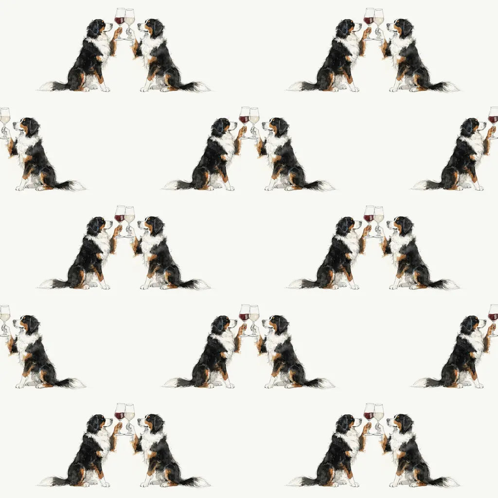 Bernese Mountain Dog Happy Hour Wrapping Paper — repeating pattern tile
