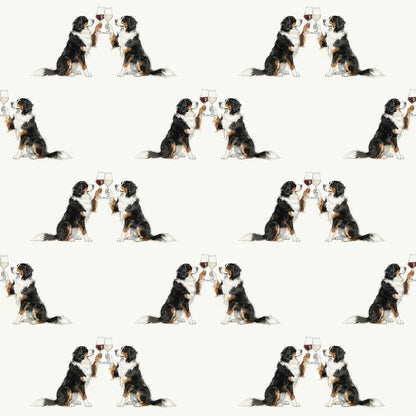 Bernese Mountain Dog Happy Hour Wrapping Paper — repeating pattern tile