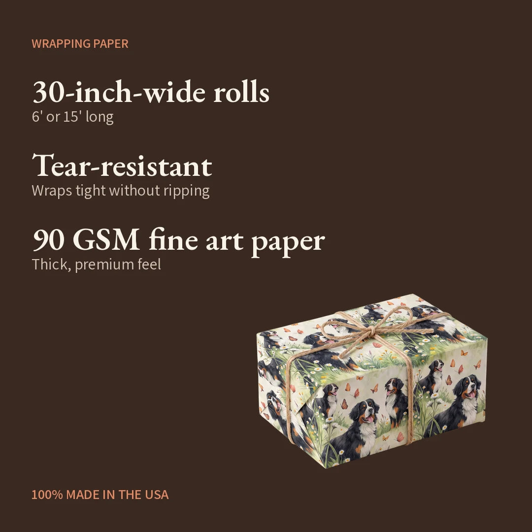 Bernese Mountain Dog Spring Garden Wrapping Paper — what you get