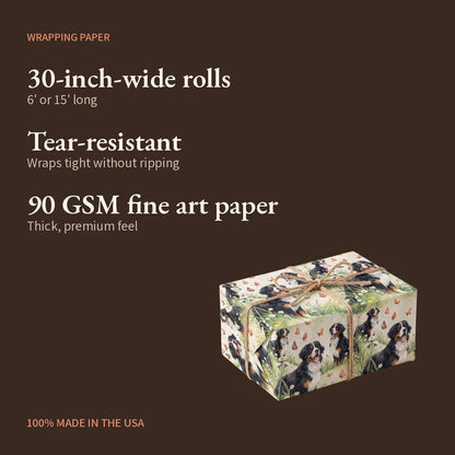 Bernese Mountain Dog Spring Garden Wrapping Paper — what you get