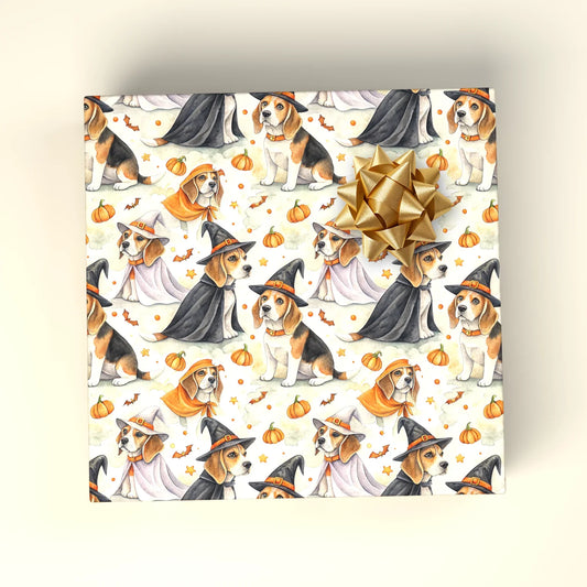 Bewitched Beagles Halloween Wrapping Paper — wrapped gift presentation
