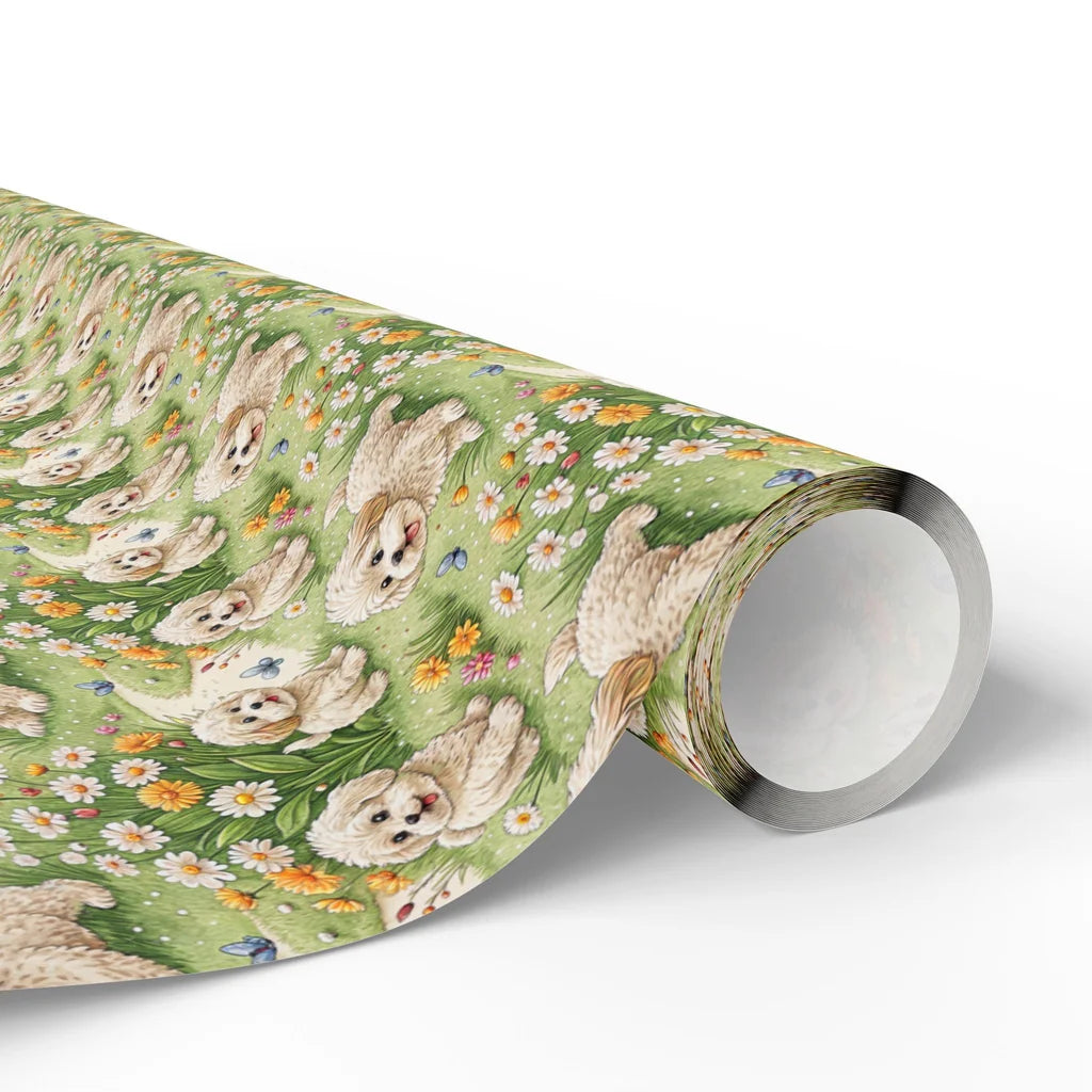 Bichon Frise Spring Garden Wrapping Paper — paper roll