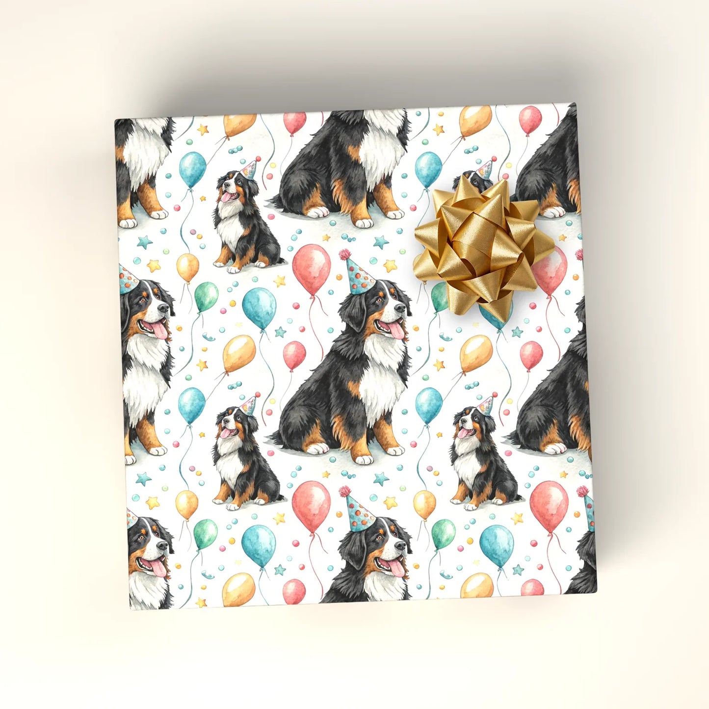 Birthday Bernese Mountain Dog Wrapping Paper — wrapped gift presentation
