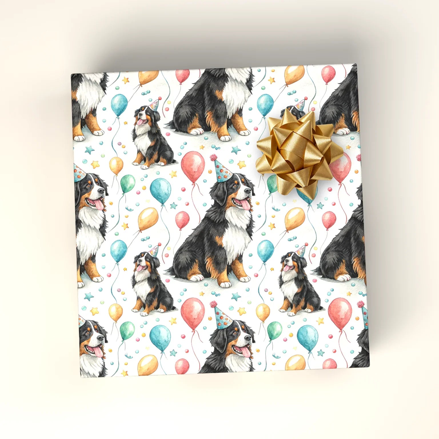Birthday Bernese Mountain Dog Wrapping Paper — wrapped gift presentation