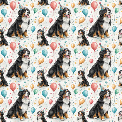 Birthday Bernese Mountain Dog Wrapping Paper — repeating pattern tile