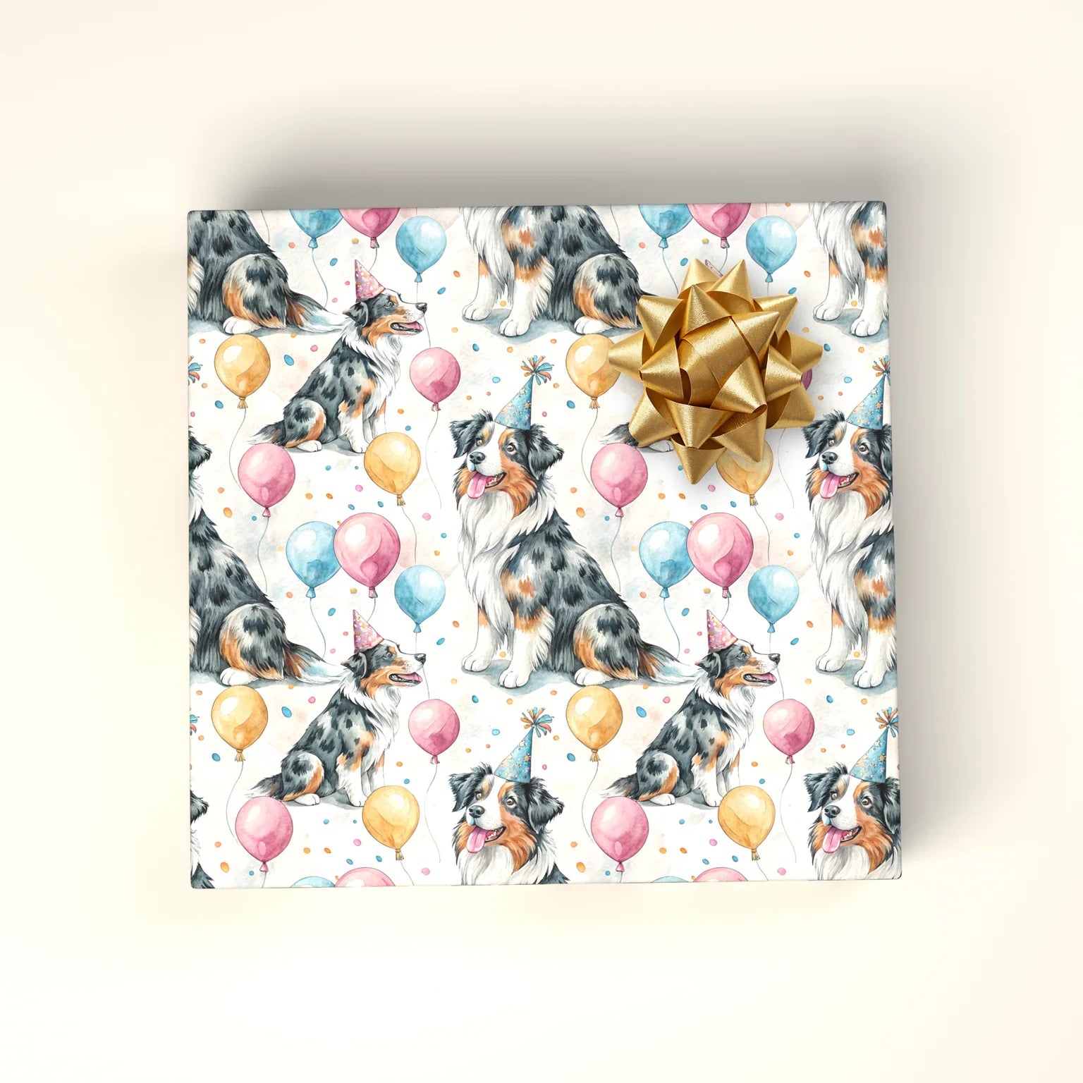 Birthday Boy: Australian Shepherd Birthday Wrapping Paper — wrapped gift presentation
