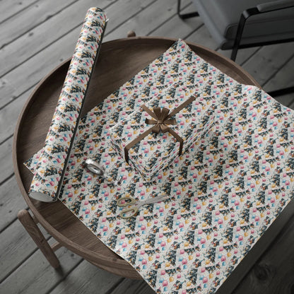 Birthday Boy: Australian Shepherd Birthday Wrapping Paper — gift wrapping presented on a wooden table