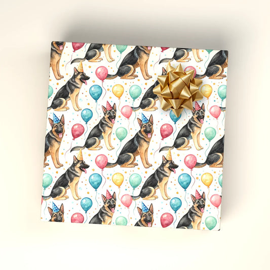 Birthday Boy: German Shepherd Birthday Wrapping Paper — wrapped gift presentation