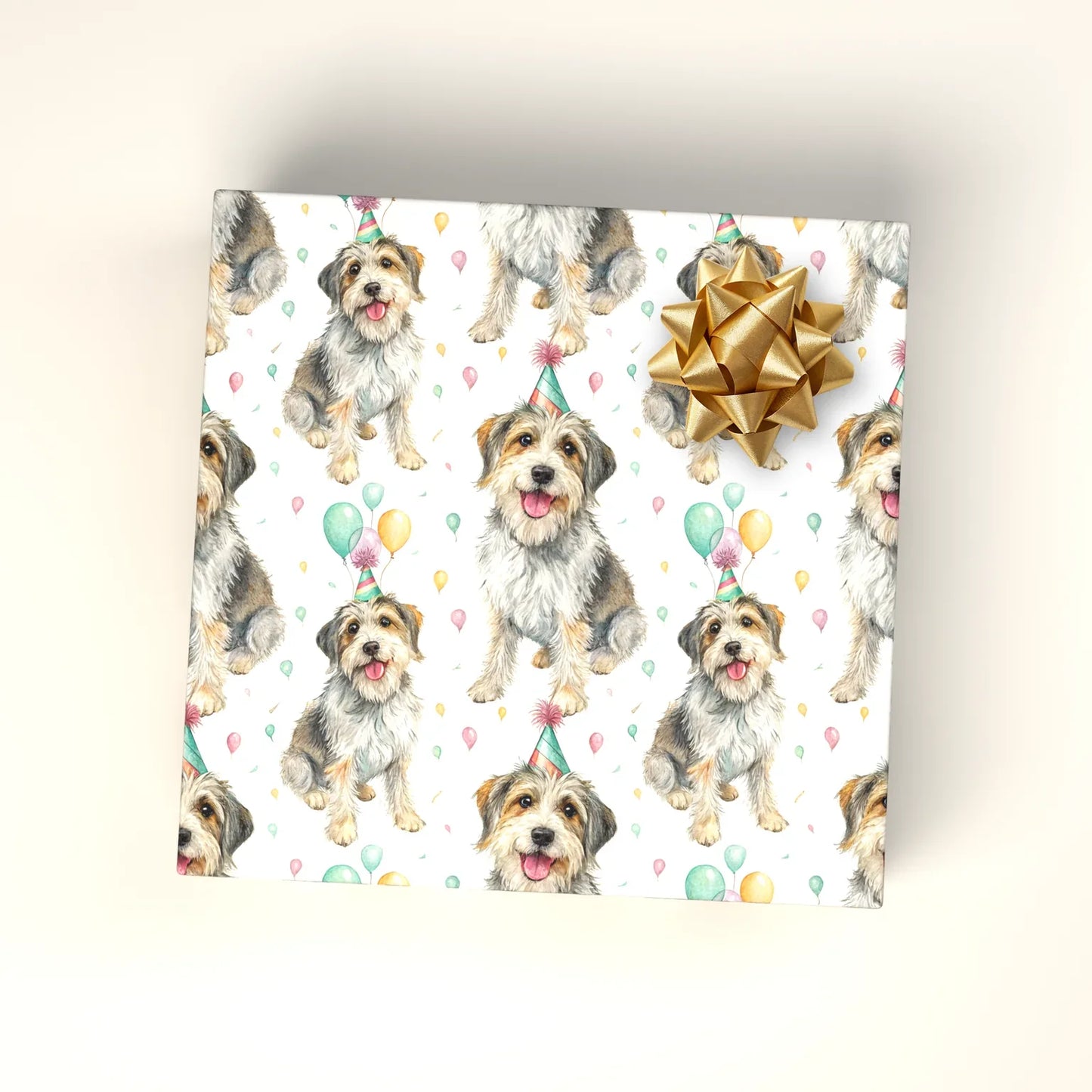 Birthday Boy: Scruffy Terrier Mix Birthday Wrapping Paper — wrapped gift presentation