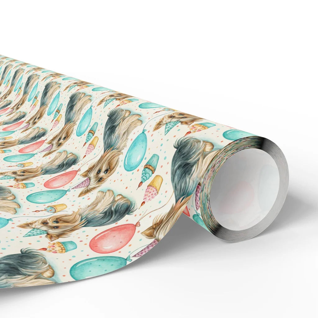 Birthday Party Yorkshire Terrier Wrapping Paper — paper roll
