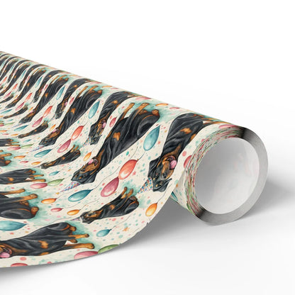 Birthday Rottweiler Wrapping Paper with Party Hats and Balloons — paper roll