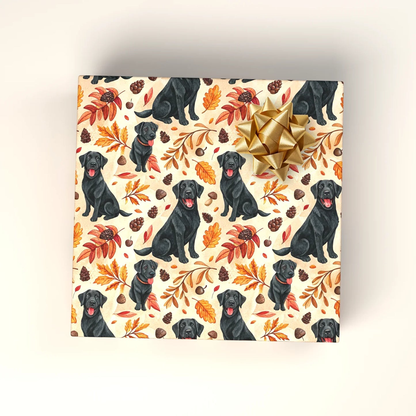Black Lab Autumn Wrapping Paper — wrapped gift presentation