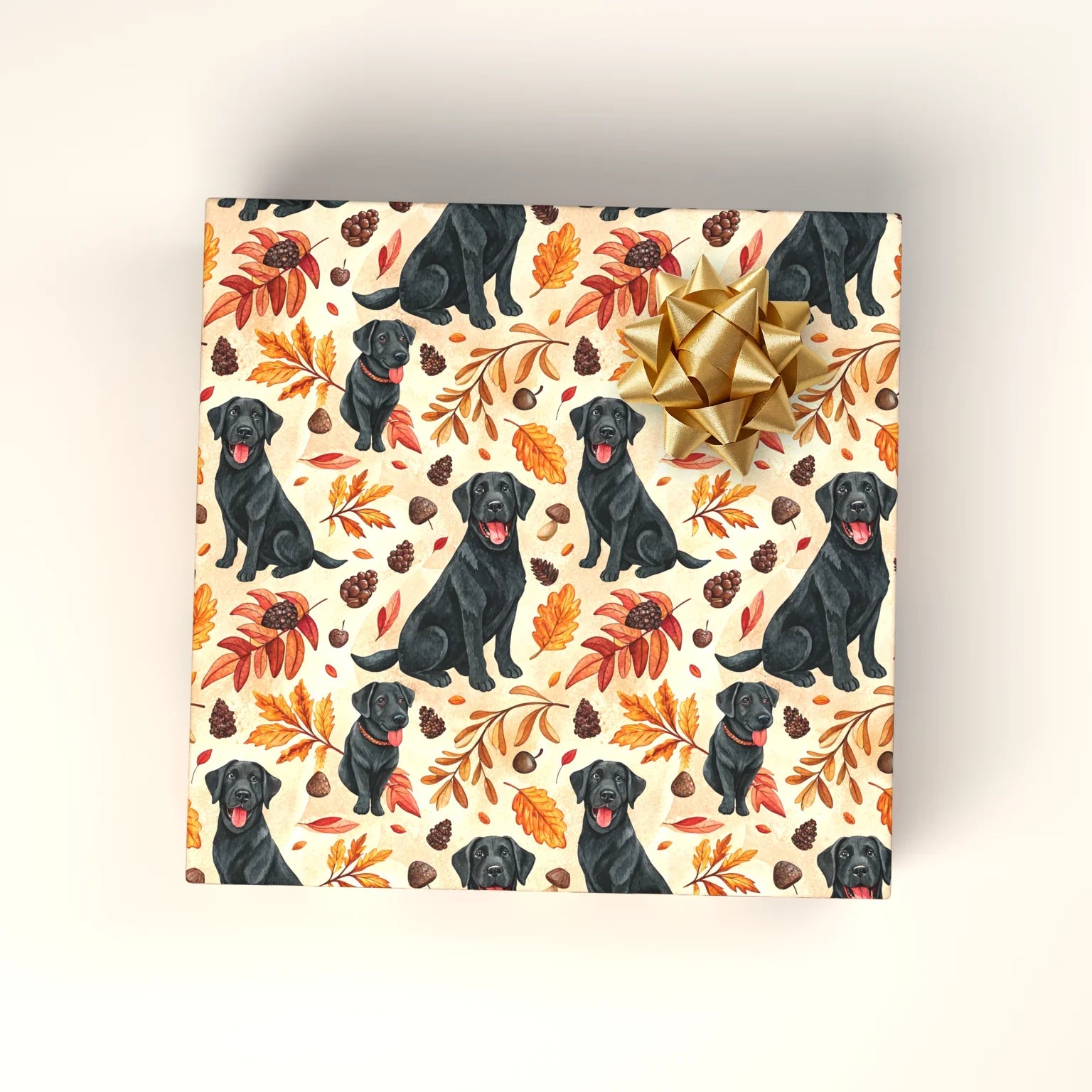 Black Lab Autumn Wrapping Paper — wrapped gift presentation