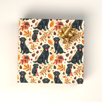 Black Lab Autumn Wrapping Paper — wrapped gift presentation