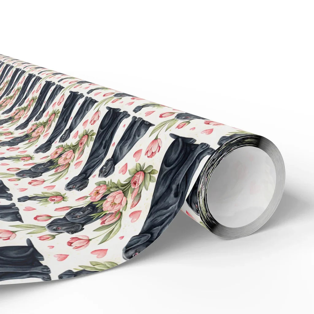 Black Lab in Bloom Wrapping Paper — paper roll