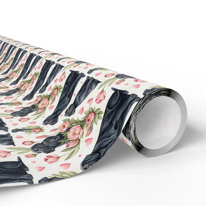 Black Lab in Bloom Wrapping Paper — paper roll