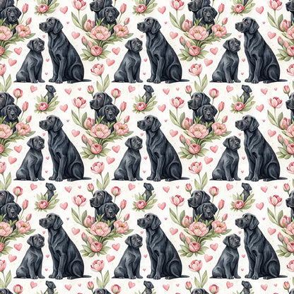 Black Lab in Bloom Wrapping Paper — repeating pattern tile
