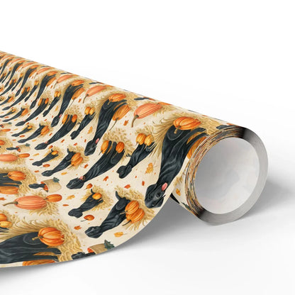 Black Lab Pumpkin Patch Fall Wrapping Paper — paper roll