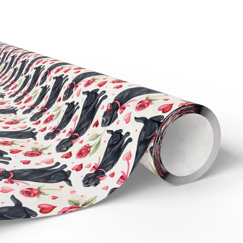 Black Lab Valentine Wrapping Paper — paper roll
