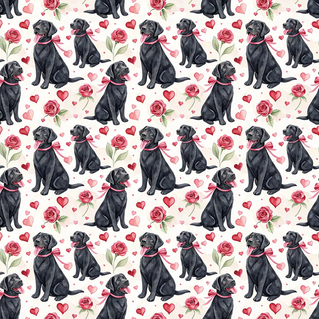 Black Lab Valentine Wrapping Paper — repeating pattern tile