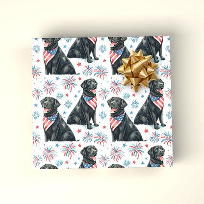 Black Labrador Retriever Americana Wrapping Paper — wrapped gift presentation