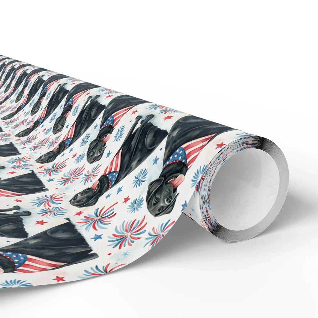 Black Labrador Retriever Americana Wrapping Paper — paper roll