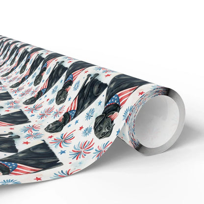 Black Labrador Retriever Americana Wrapping Paper — paper roll