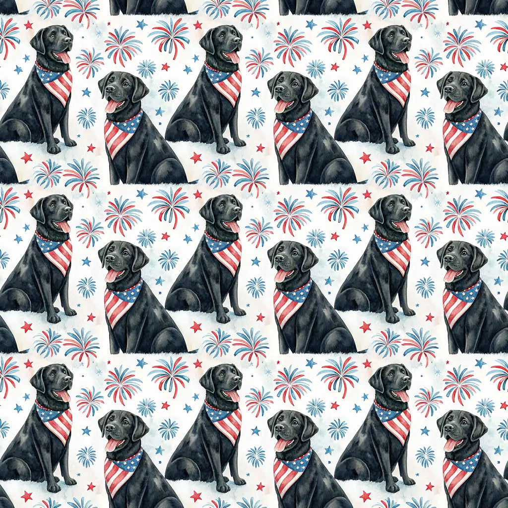 Black Labrador Retriever Americana Wrapping Paper — repeating pattern tile