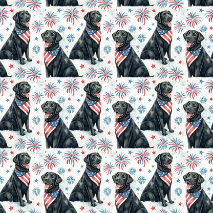 Black Labrador Retriever Americana Wrapping Paper — repeating pattern tile
