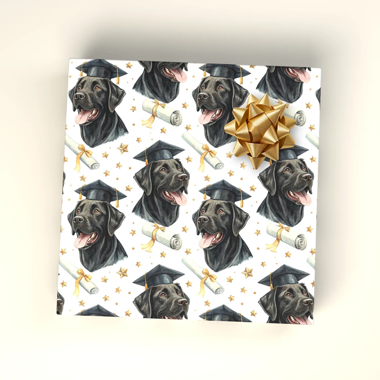 Black Labrador Retriever Graduation Wrapping Paper — wrapped gift presentation