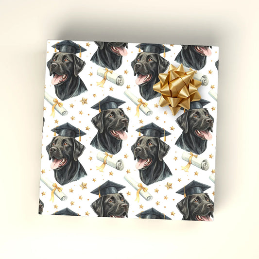 Black Labrador Retriever Graduation Wrapping Paper — wrapped gift presentation