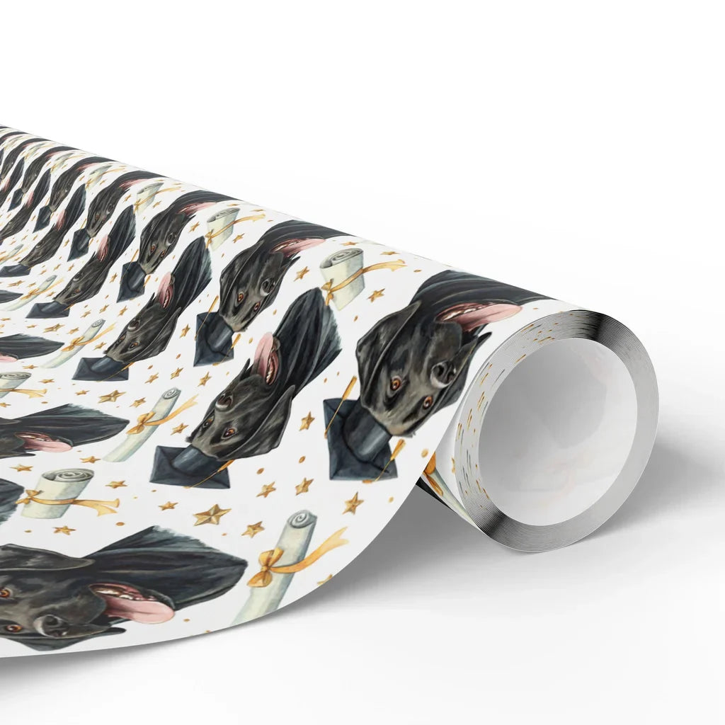 Black Labrador Retriever Graduation Wrapping Paper — paper roll