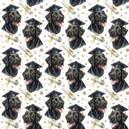 Black Labrador Retriever Graduation Wrapping Paper — repeating pattern tile