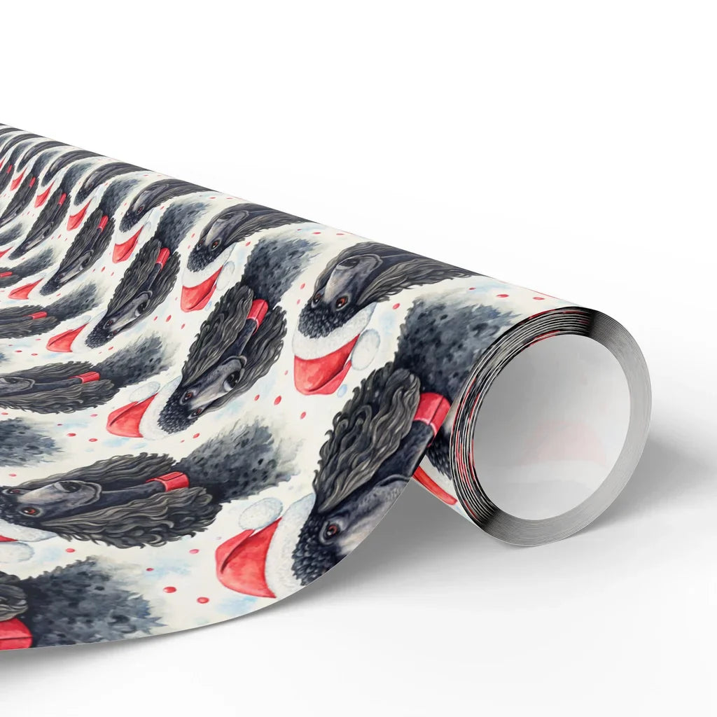 Black Poodle Santa Christmas Wrapping Paper — paper roll