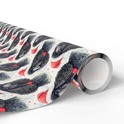 Black Poodle Santa Christmas Wrapping Paper — paper roll