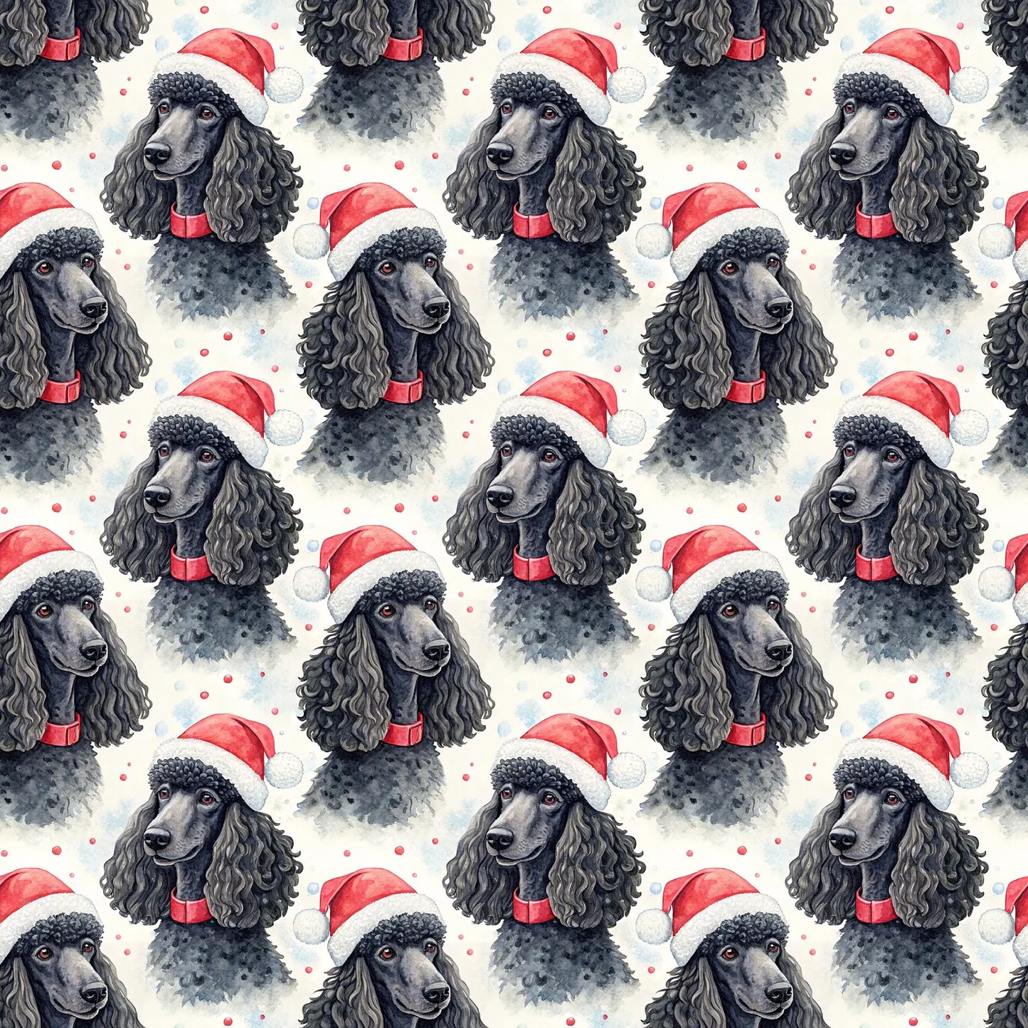 Black Poodle Santa Christmas Wrapping Paper — repeating pattern tile