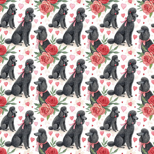 Black Poodle Valentine Wrapping Paper — repeating pattern tile