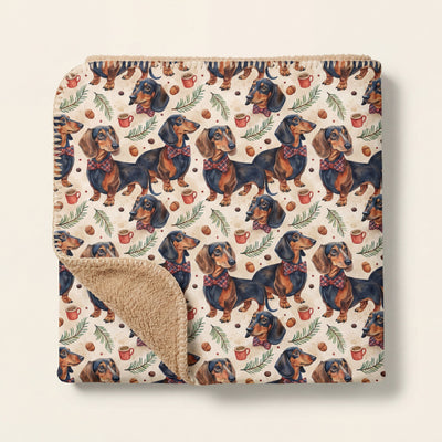 Dapper Dachshund Sherpa Blanket