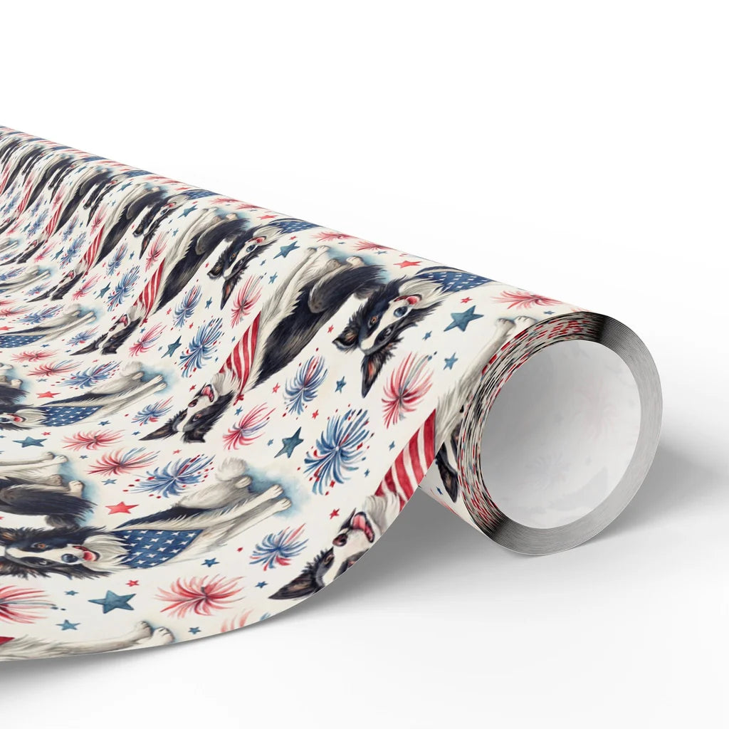 Border Collie Americana Wrapping Paper — paper roll