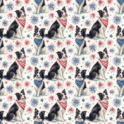Border Collie Americana Wrapping Paper — repeating pattern tile