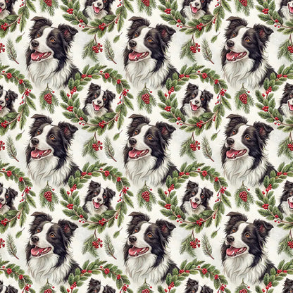 Border Collie Christmas Wrapping Paper — repeating pattern tile