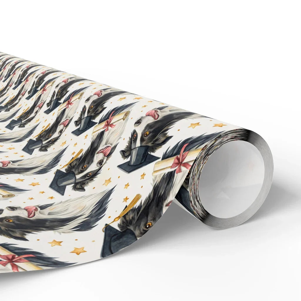 Border Collie Graduation Wrapping Paper — paper roll