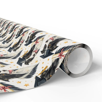 Border Collie Graduation Wrapping Paper — paper roll