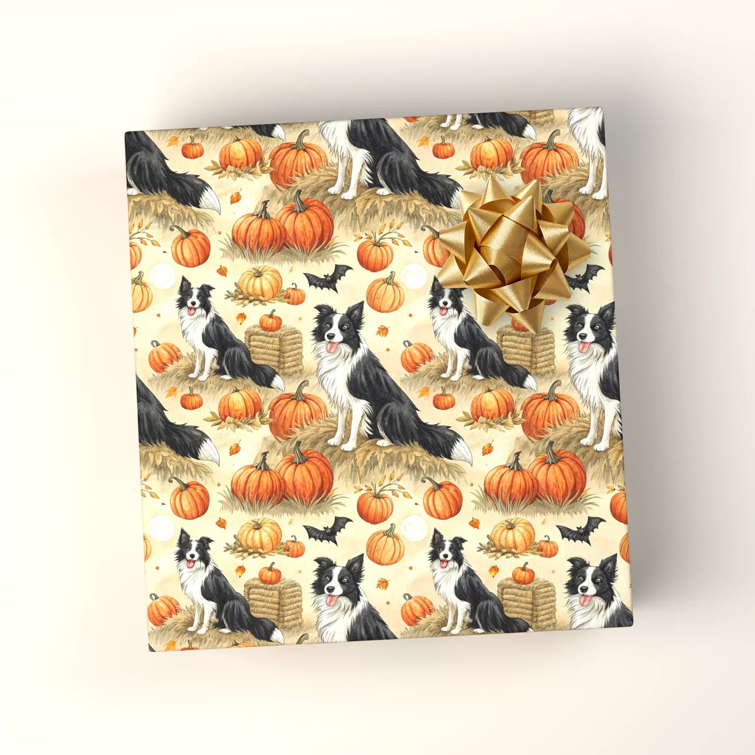 Border Collie Halloween Wrapping Paper — wrapped gift presentation